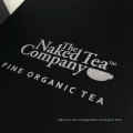 Schwarze Holzkiste für Teebeutel graviertes Logo